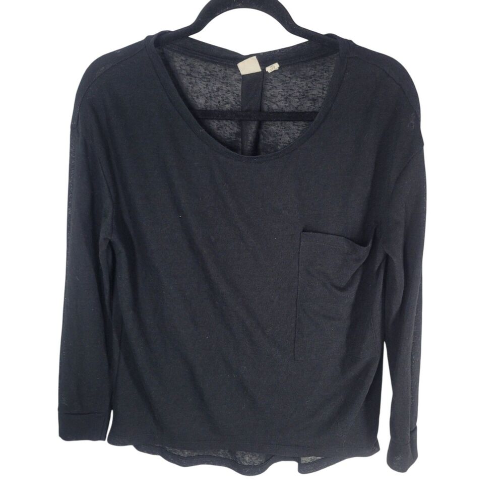 Cloth Womens Sz S Black Solid Long Sleeve Sheer Blouse